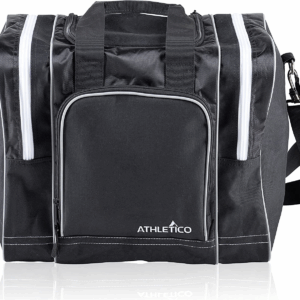 Bowling Bag for Single Ball - Single Ball Tote Bag with Padded Ball Holder - Fits a Single Pair of Bowling Shoes up to Mens Size 14