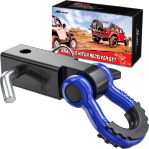 Shackle Hitch Receiver 2Inch 45000 Lbs Breaking Strength 3/4" D Ring Trailer Pin Heavy Duty Solid Recovery Towing Kit for Trucks Jeeps Off-Road