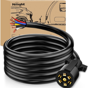 12Feet 7Way Heavy Duty 7 Pin Plug Inline Trailer Cord for Truck Camper Blade Molded RV Cable Wire Weatherproof & Corrosion Resistant-12Ft, 2 Years Warranty